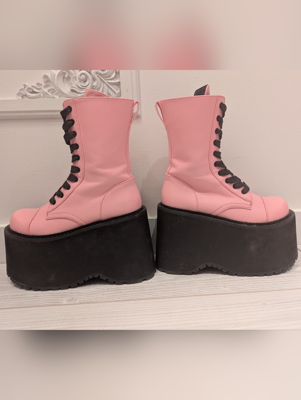 Current Mood Pink Platform Lace-Up Combat Boots - Picture 6 of 6